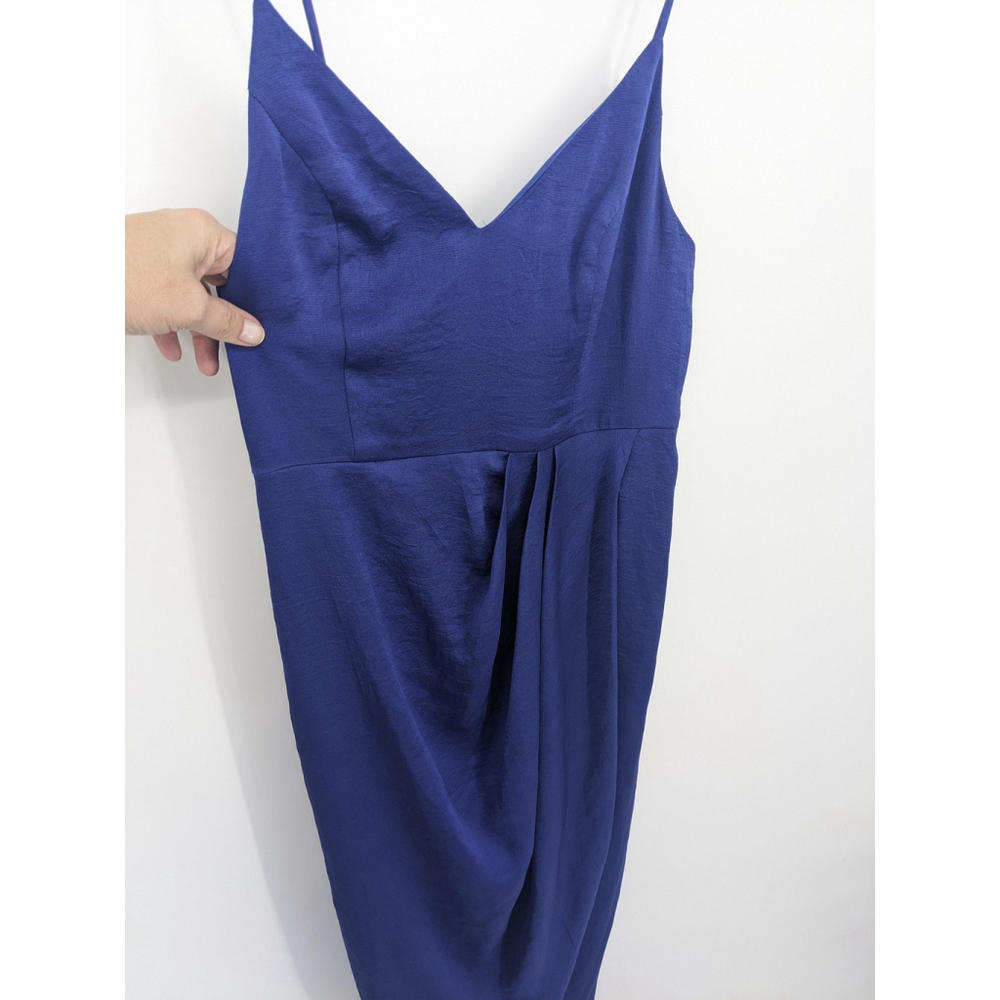 Express Dress Womens Extra Small Blue Draped Asymmetrical Midi Homecoming Midi - Picture 3 of 8